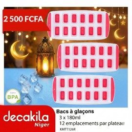 Bacs à glaçons Decakila 3 x 180 ml, 12...