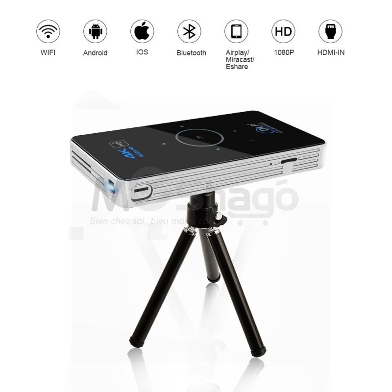 Mini vidéo Projecteur de poche 4K HD- 1080px Avec Bluetooth Wifi