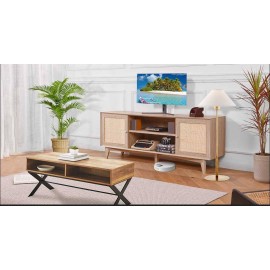 Table Télé Chêne Moderne avec Prises USB Intégrées