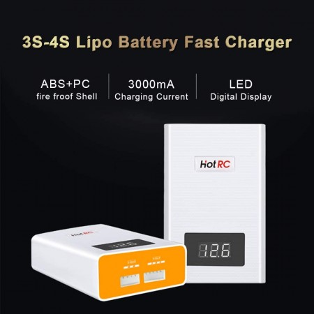 A400 3000mA Lipo Chargeur avec écran Numérique LED pour 3S-4S Lipo Batterie EU Plug 1 Pack Blanc