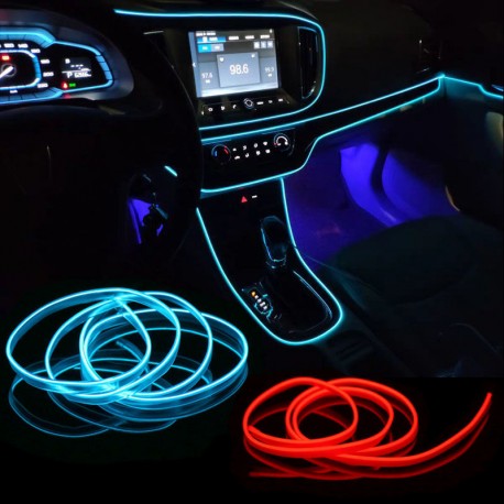 Bande lumineuse fluo à LED 5050, décoration intérieur voiture, néon flexible long 2M