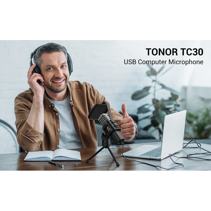 TONOR Microphone USB à Cardioïde Condensateur pour PC avec Trépied