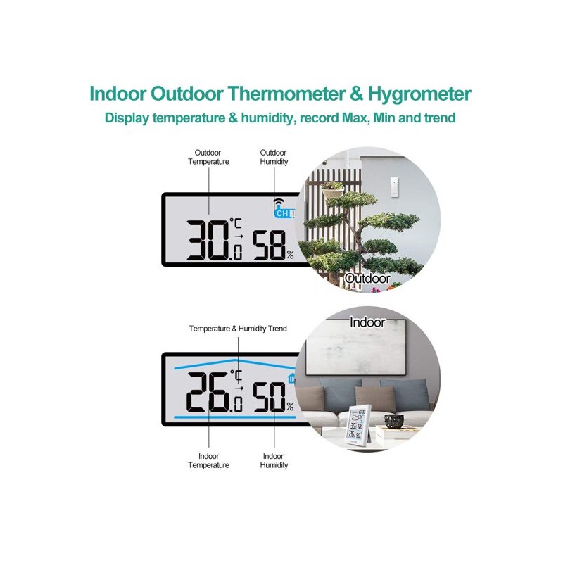 Station météo sans fil, thermomètre hygromètre intérieur extérieur