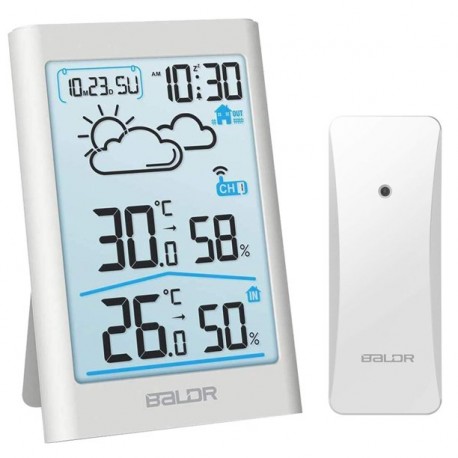 Station météo sans fil, thermomètre hygromètre intérieur extérieur numérique avec écran LCD rétroéclairé