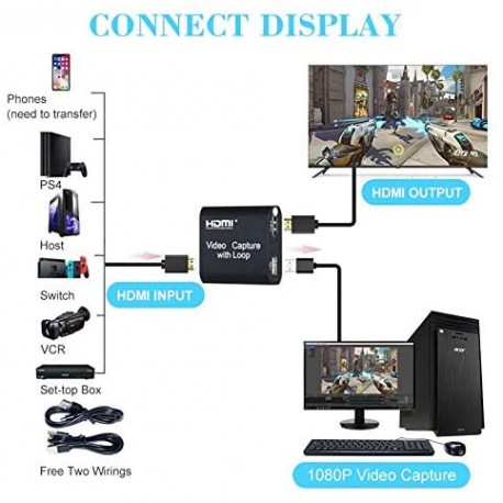 Carte de capture HDMI avec sortie en boucle peut simultanément capturer la vidéo et l'audio HDMI et transmettre des signaux