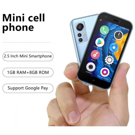 Smartphone S22 mini, écran de 2.5 pouces, 2 cartes SIM, Android, Quad Core, Google Play Store, 1 go de ram, 8 go de rom, GPS, jo