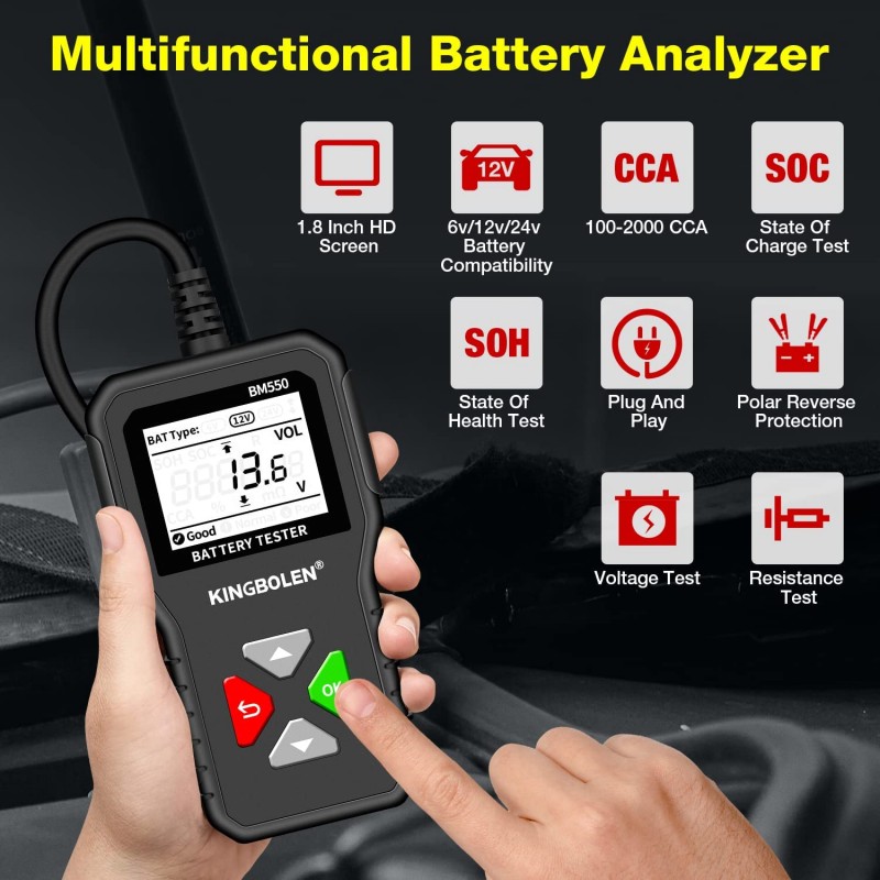 Testeur de batterie de voiture 12v 24v Analyseur de batterie