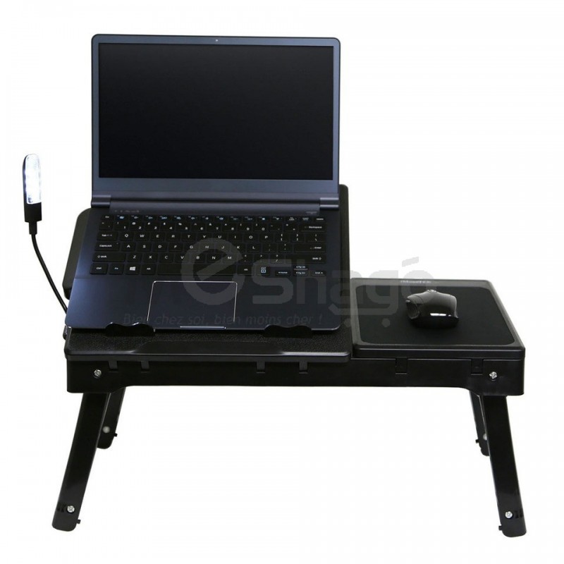 Table de PC Portable Réglable avec Ventilateur de Refroidissement